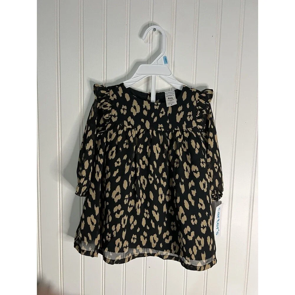 Carters Baby Girl Leopard Bow Dress - 6 Months NWT BRAND NEW - Picture 1 of 2